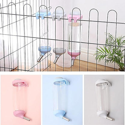 No-Drip 500ml Pet Water Bottle for Dogs & Small Animals (Rabbit/Hamster/Guinea Pig) - Adjustable Cage-Mounted Dispenser with Detachable Leak-Proof Design for Kennels/Crates Blue
