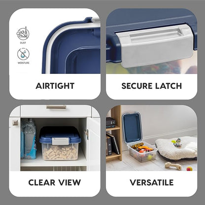 IRIS USA Airtight Dog Food Storage Container, Up to 11 lbs, Dog Cat Bird and Other Pet Food Treats Storage Bin, Dog Cat Wet Food Cans, Keep Fresh, BPA Free, Stackable, Navy