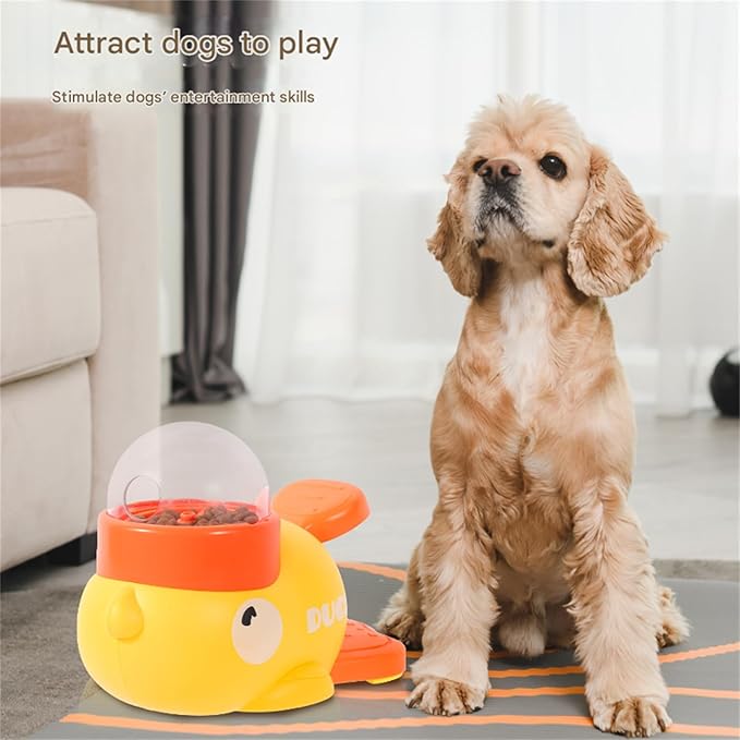 Rubber Duck Treat Dispenser, Rubber Duck Treat Toy for Dogs, Ducks Cat Treat Dispenser, 2-in-1 Dog Interactive Slow Feeder & Puzzle Toy for Dogs (Yellow)
