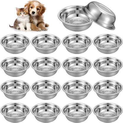 16 Pcs Stainless Steel Dog Bowls Bulk, Stainless Steel Cat Bowls, Metal Dog Food and Water Container, Replacement Basic Dogs Bowl Water Bowl Set for Small Medium Large Dogs, Dishwasher Safe