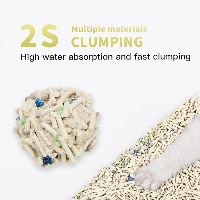 All For Paws Tofu Cat Litter, Low Tracking 2mm Small Particles, 55N Hardness, 24/7 Odor Lock 5-in-1 Deodorizing Blend, Fast Strong Clumping, Natural Plant Fiber, Safe for Cats, 12.3LBS(2 Pack)