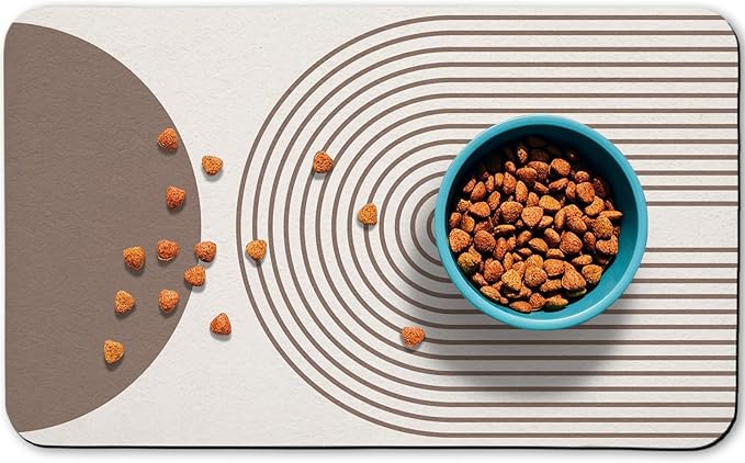 Dog Food Mats,Cat Absorbent Water Bowl Feeding Mats Pet Placemats for Food and Water Brown Bohemia 24 * 32 inch