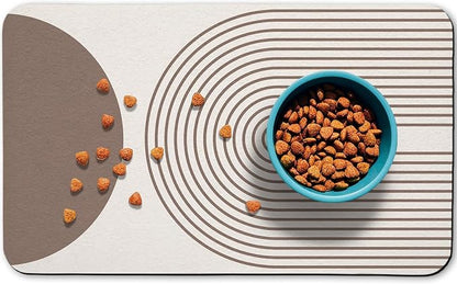 Dog Food Mats,Cat Absorbent Water Bowl Feeding Mats Pet Placemats for Food and Water Brown Bohemia 12 * 20 inch