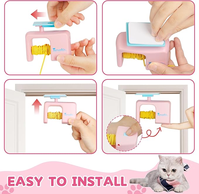Interactive Cat Toy for Indoor Cat, Automatic Door Hanging Cat Toy with Detachable Design, Kitten Toys for Indoor Cats Self Play, 3.27 * 1.69 * 2.76Inch (Pink)