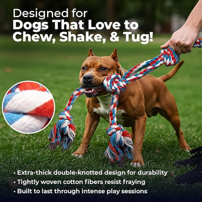 Pacific Pups Products 2 Pack Red - XL Dog Rope Toy for Aggressive Chewers - Benefits Non-Profit Dog Rescue - Tug of War Dog Toy, Dog Toys for Large Dogs, Tough Dog Toys for Aggressive Chewers