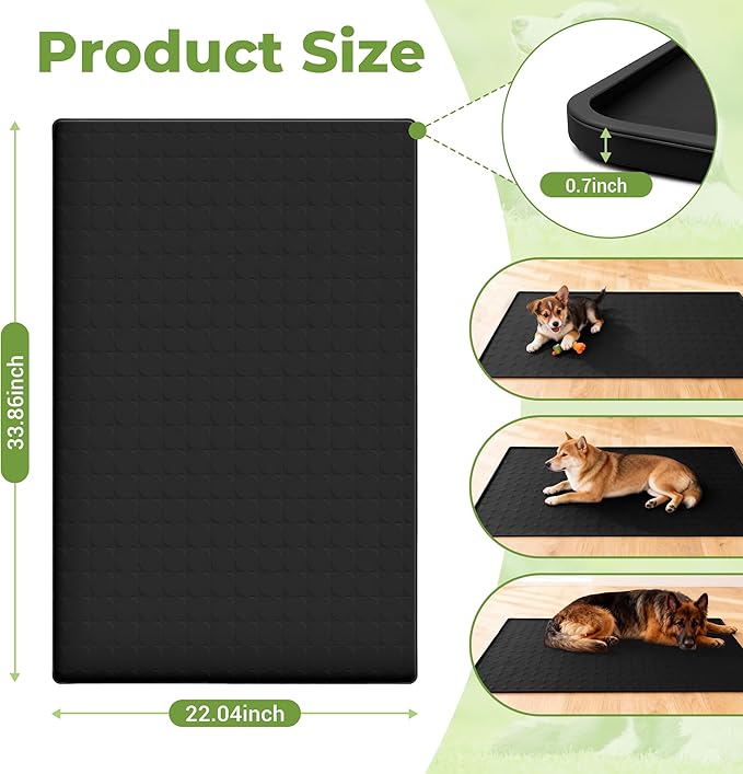 Extra Large 34x22 Inch Silicone Pet Food Mat - Waterproof Dog Mat for Food and Water Bowls, Non-Slip Cat Dog Bowl Mat Protects Floors from Mess, Easy Clean Silicone Mats for Dogs, Ideal Gift for Pets