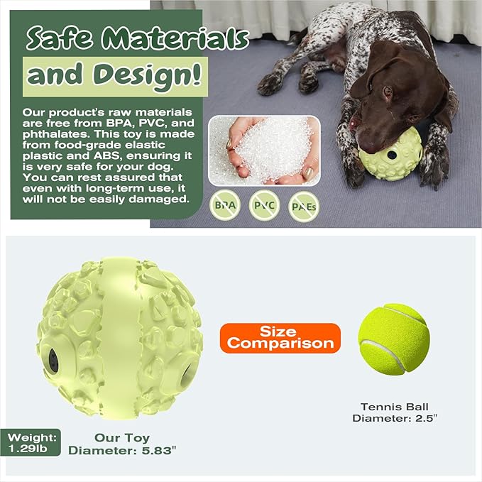 KADTC Extra-Large Size Durable Dog Giggle Ball U.S. Patent & Brand & Design for Large Aggressive Chewers Breed Dogs Wobble Giggling Toy Interactive Play for Indoor Outdoor