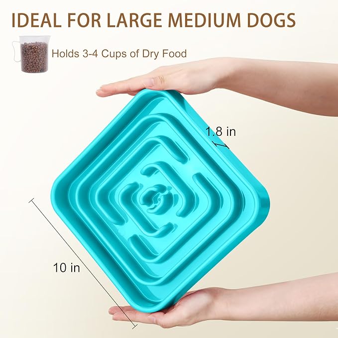 Slow Feeder Dog Bowls for Large Medium Dogs, Anti-Choking Slow Eating Maze Dog Food Bowl, Anti-Slip Slow Feeding Pet Puzzle Bowl,Blue