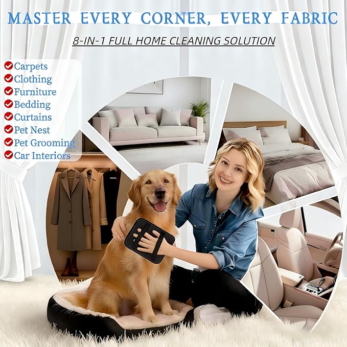 Electrostatic Pet Hair Removal Glove Dogs & Cats, 2026 Upgraded Magic Brush Tool, Washable Reusable Manicure-Friendly Open-Finger Pet Hair Remover for Couch, Car Interior, Furniture & Clothing(21cm)