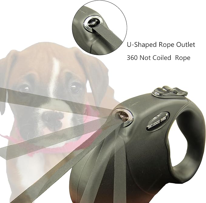 Retractable Dog Leash Hands-Free Adjustable Length 16ft with Safety Lock Durable Nylon Belt for Small Medium Large Dogs Easy Walk Training Portable Dog Leash Black M