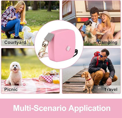 Retractable Dog Leash for Small Dogs Cats up to 11lbs with 6.5ft Anti-Pull Strong Nylon Tape, Hands Free, Mini and Portable Walking Leash with Wrist Strap, One-Hand Brake, Pink Square