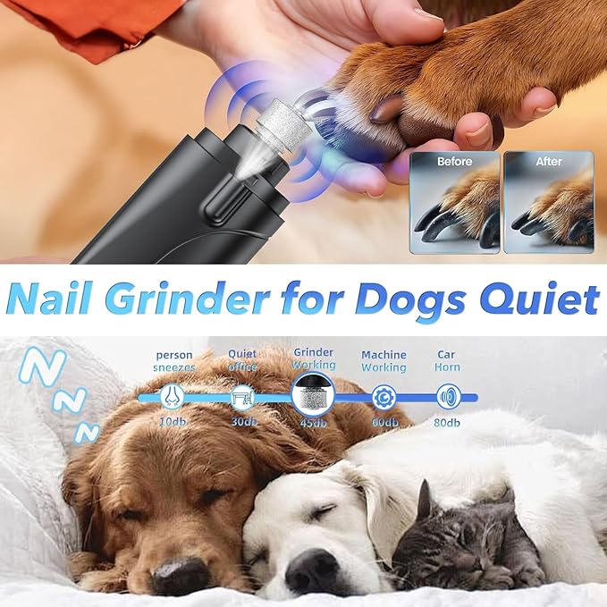 2-in-1 Cat Nail Clippers & Dog Nail Clippers Trimmers for Large Medium Small Dogs Cats Claw Trimmer Quick Sensor and Safety Guard USB Rechargeable with 2 LED Lights Dogs Nail Trimmer