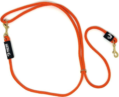 Mad Dog Products Hands Free Clip Dog Leash 3/8” x 10’ Orange Signature Rope – Made in USA