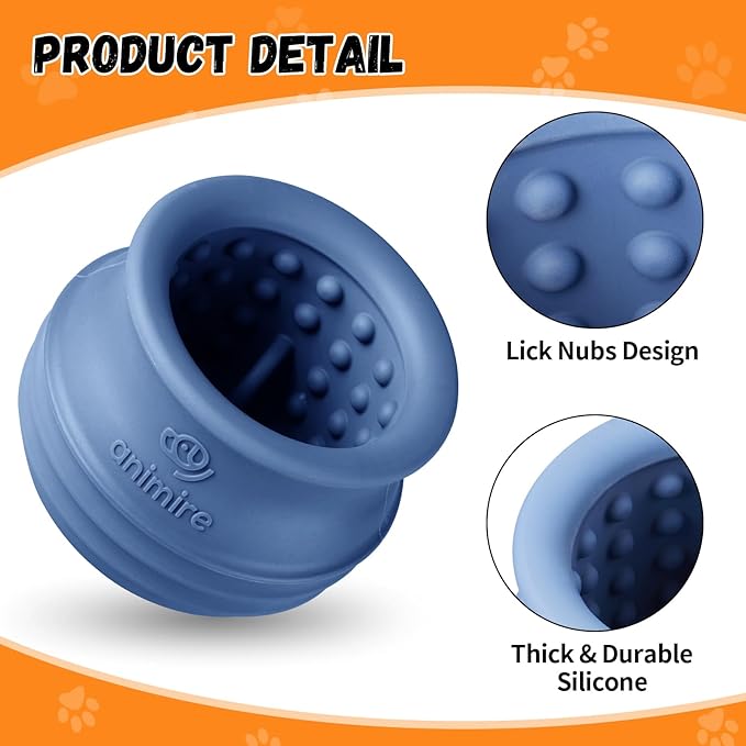 Treat Dispensing Dog Toy, Long-Lasting Interactive Puzzle Toys for Dogs, Stuffable Dog Enrichment Frozen Lick Treat Toy for Boredom, BPA Free Silicone Fetch Catch Chew Toy (Dark Blue,S)