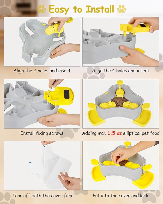 Dog Puzzle Toy, 3-in-1 Interactive Dog Puzzle Toys Press-Type Dog Treat Dispenser Toy Dog Enrichment Toy No-Slip Dog Slow Feeder Interactive Brain Training Toy for Smart Dog Cat, Yellow