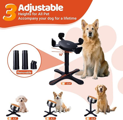 Elevated Adjustable Dog Bowl Feeding Stand, 3 Heights and Tiled Ajudst, Compatible with Moost Feeding Bowls, Great for Medium Large Dogs(2 Pack-C)