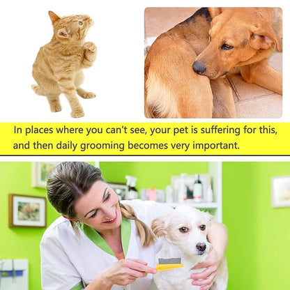 Cat Comb Dog Comb Fine Tooth Pet Grooming Set For Grooming And Removing Dandruff Flakes Remove Float Hair Tear Marks (yellow)