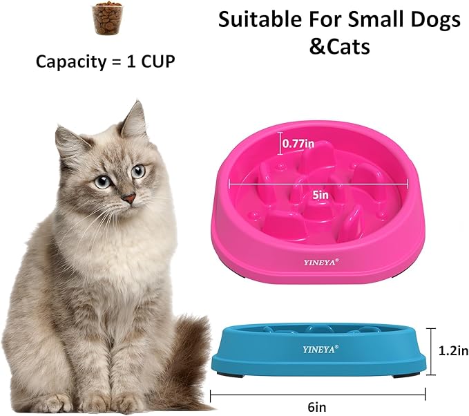 2PCS Anti-Choking Slow Feeder Dog Bowls Small Size Dog, Slow Feeder Cat Bowl, Supplies and Puzzle for Pet