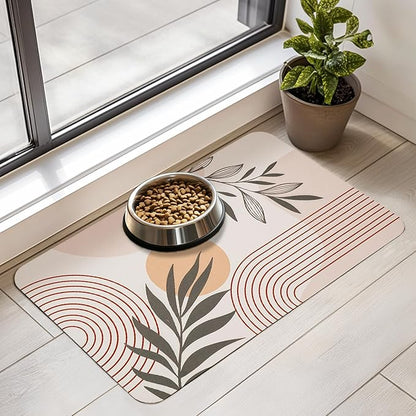Dog Food Mat for Floors Waterproof Quick Dry Pet Placemat Cat Feeding Bowls Mats for Food and Water, Eco-Friendly Dog Accessories Diatomite Pets Supplies 12" X 20"