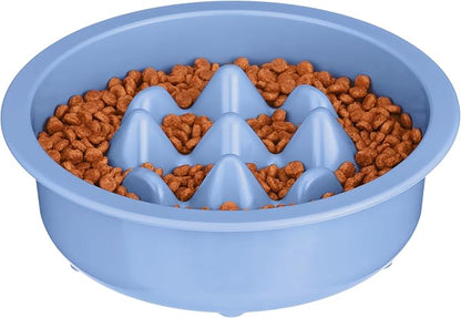 The Niner Slow Feed Bowl - Raised Peaks Slow Down Pets Eating - Fits Elevated Feeders Including Neater Feeder Large Sizes - Gentle on Teeth and Gums - Holds up to 2 Cups (Blue)