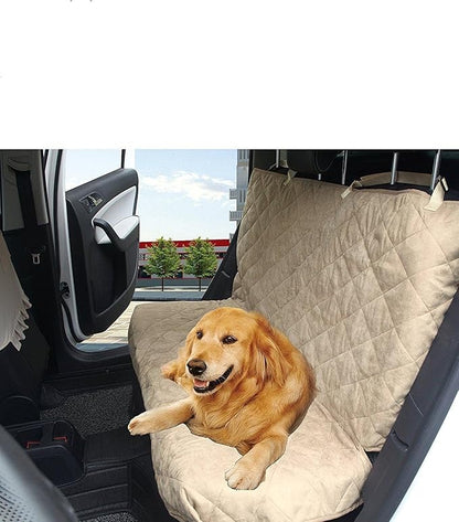 Elegance Linen Diamond Design%100 Waterproof Premium Quality Micro-Suede Bench Car Seat Protector Cover (Entire Rear Seat) for Pets - Ties to Stop Slipping Off The Bench, Beige/Cream
