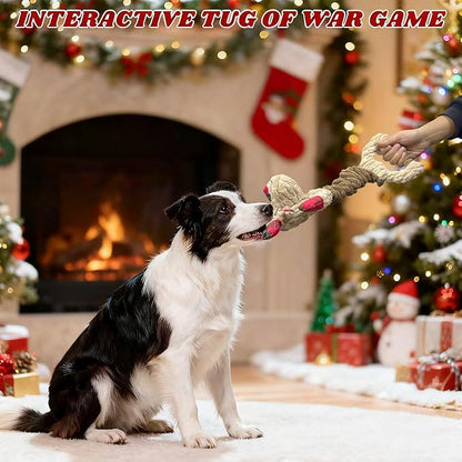 LWBMG Squeak Christmas Dog Toys Plush Dog Toy with Crinkle Paper Tug of War Pull Interactive Dog Toys for Aggressive Chewers Cute Stuffed Animal Dog Toy for Puppies Small Medium and Large Dogs