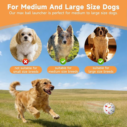 Automatic Dog Ball Launcher with 6pcs 2.5Inch ETPU Balls, White, Adjustable Distance 20-45ft, USB Rechargeable, Interactive Pet Toy-Blue (Grey-XL)