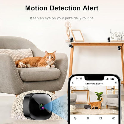 Mini Camera Wireless 1080P HD Indoor Camera for Indoor Security with App Control, Motion Detection, Night Vision, Wireless WiFi Rechargeable Pet Camera for Home/Office
