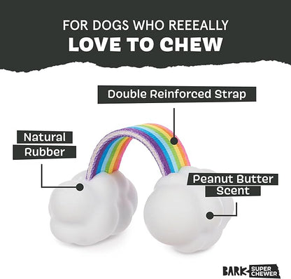 Barkbox Dog Toys – Toy G BIV Rainbow Super Chewer Tug Toy for Enthusiastic Chewers with Double Reinforced Strap and Tough Rubber Clouds – Small