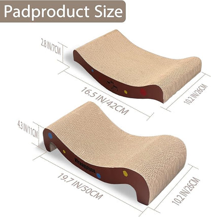 Cat Scratcher, Cat Scratching Board for Cats, Scratch-Resistant Scratching Post Large (20L x 4H in.) and Small (16.5L x 2.5H in.), Corrugated Cardboard