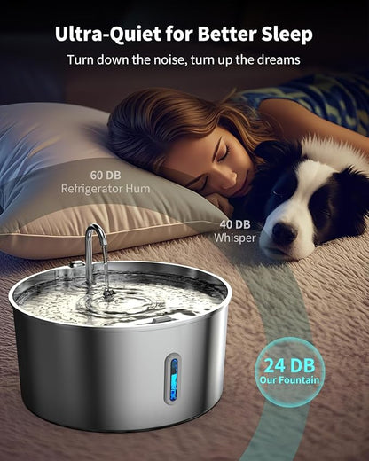 Dog Water Fountain for Large Dogs, 7L/236oz Stainless Steel Dog Fountain Water Bowl, Automatic Dog Water Bowl Dispenser