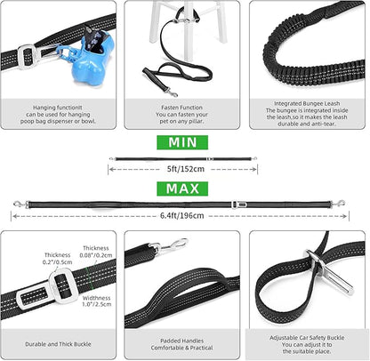 TUDEQU 4-in-1 Dog Walking Belt with Large Fanny Pack, Dog Fanny Pack, Hands Free Dog Leash Leash for Large Dogs that Pull Training Jogging Hiking