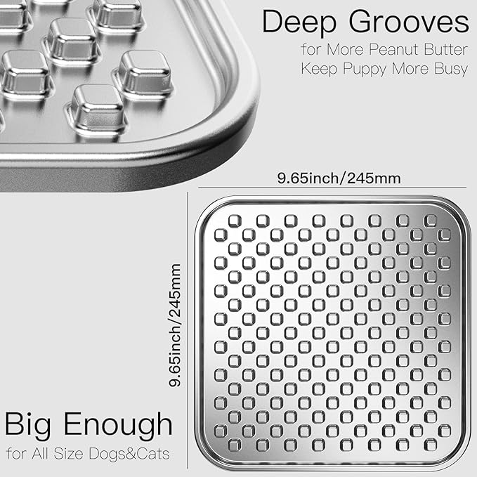 Double Layer Stainless Steel Lick Mat for Dogs & Cats, Chew-Proof & Non-Slip, Anxiety Relief, Whisker Friendly, Dishwasher-Safe Slow Feeder Pad[2Pack]