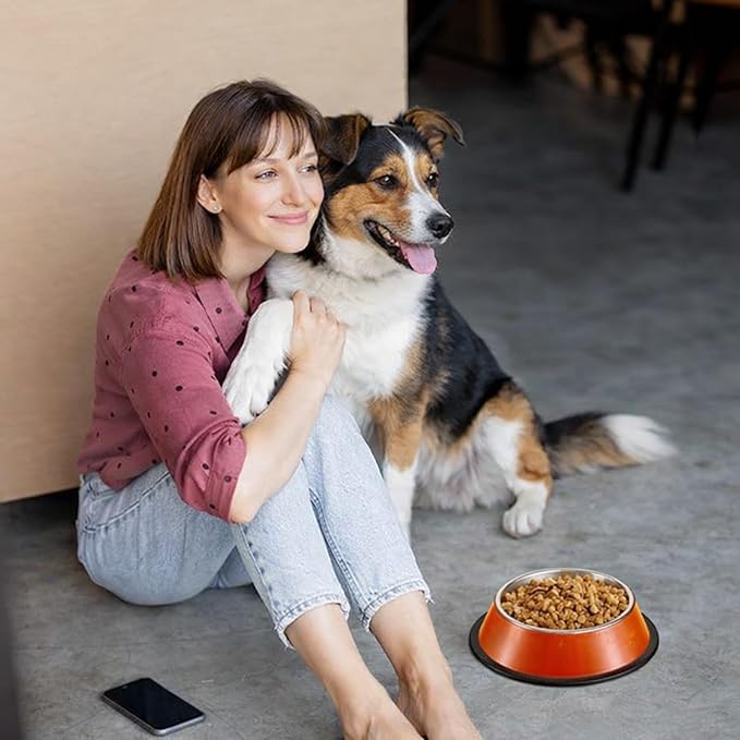 Roshtia 6 Pcs 18 oz Stainless Steel Dog Bowl, Dog Food Water Bowl with Anti Skid Silicone Base Stackable Dishwasher Safe Pet Puppy Dishes for Medium Large Dogs Cat Multipet Families