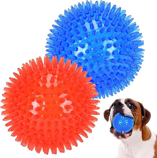 petizer 2-Pack 4.5" Squeaky Dog Toy Balls, Floating Dogs Pool Balls, Dog Spiky Balls, Interactive Fetch Toys for Puppy, Dog Chew Toys (4.5", Large Dogs)