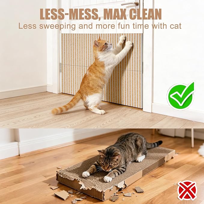Natural Cork-Cat Scratch mat Upgraded-Cat Scratch Pad Rug-cat Couch Protector-Scratch Furniture Protector for Post/Sofa/Floor-Wall Scratchers for Indoor-Carpets Scratching-Stretching-Kitty Gifts-white