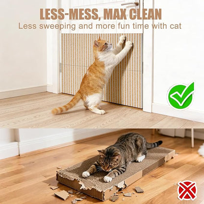 Natural Cork-Cat Scratch mat Upgraded-Cat Scratch Pad Rug-cat Couch Protector-Scratch Furniture Protector for Post/Sofa/Floor-Wall Scratchers for Indoor-Carpets Scratching-Stretching-Kitty Gifts-white