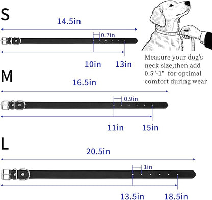 Brown Leather Dog Collar for Small,Medium, Large Dog, (Wide: 0.95'' for Dog's Neck: 13''~18'', Brown, L)