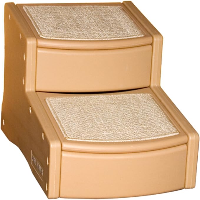 Pet Gear Easy Step II Pet Stairs, 2 Step for Cats/Dogs up to 150 Pounds, Portable, Removable Washable Carpet Tread, 2-Step, Tan, 22x16x16 Inch (Pack of 1) (PG9720TN)