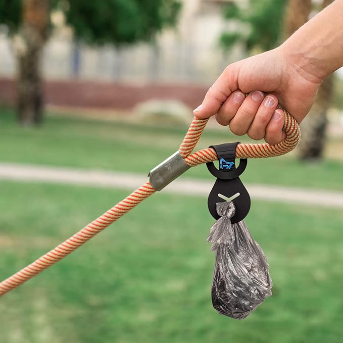 PuppyDoggy Dog Poop Bag Holder for Leash Waste Bag Carrier Dog Poop Bag Dispenser for Walking Running Bicycle Accessory 2 Pieces (Black + Green)