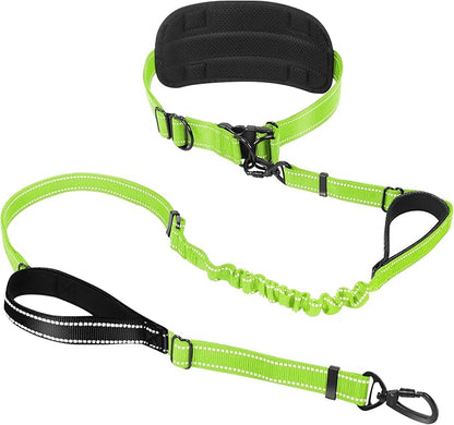 Hands Free Large Dog Leash, 6-8 FT Bungee Leash with Waist Belt for Dog Up to 150 lbs, Running Walking Jogging