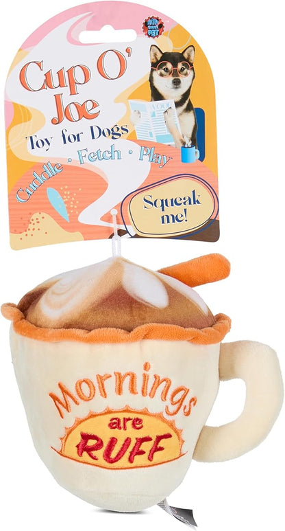 Bow Wow Squeaky Plush Dog Toys – Crinkle Sound – Fun Food & Novelty Shapes – Toss, Tug & Fetch – Canvas & Plush – for Small to Medium Dogs – Multiple Styles (1 Count)