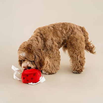 CHEWFFON Dog Birthday Toy, Interactive Snuffle Treat Dispensing Puzzle Toy with Gift Box Design, Squeaky & Crinkle Plush Dog Toys, Suitable for All Breeds