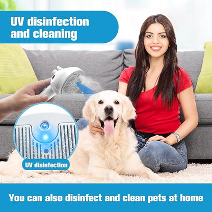 Steam Brush for Cats,4 in 1 Cat Steam Brush Self-Cleaning Slicker Brushes for Dogs,Pet Spary Hair Removal Comb for Grooming Massage,Recharegable Cat Dog Brush Used for Long&Short Haired Dogs White