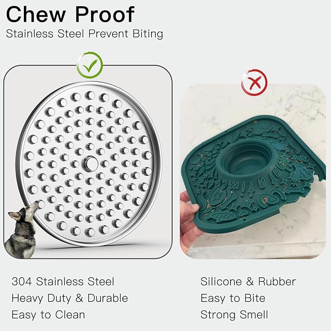 Double Wall Stainless Steel Lick Mat for Dogs & Cats, Chew Proof Slow Feeder for Anxiety Relief & Puppy Enrichment, Non-Slip, Whisker Friendly, Dishwasher Safe Licking Pad [2Pack]