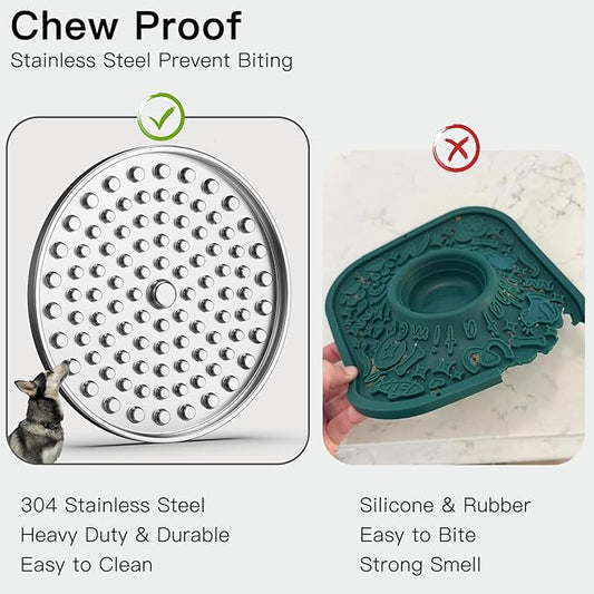 Stainless Steel Lick Mat for Dogs Cats, Slow Feeder Lick Pad for Aggressive Chewers, Non-Slip Heavy Duty Base, Mental Stimulation for Anxiety Reducer, Whisker-Friendly for Cat