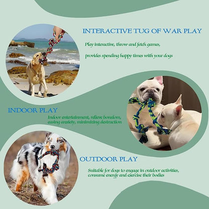 3-Pack Heavy Duty Dog Rope Toy, Tough Chew Toys, Durable Interactive Tug of War &Teeth Cleaning Ropes for Large and Medium Aggressive Chewers (3-Pack, Large)