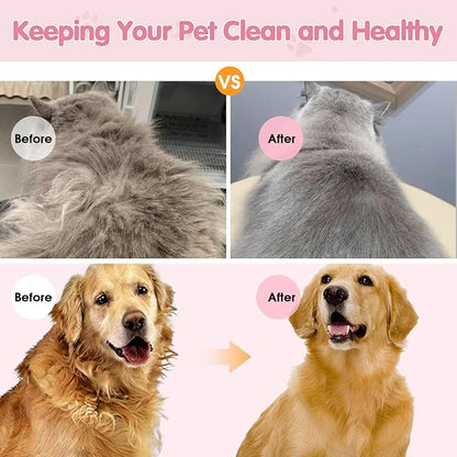 Cat Steam Brush for Shedding, 3-in-1 Rechargeable Pet Steaming Tool for Cats and Dogs, Misting Grooming Brush for Removing Loose Hair Tangled and Flying Fur, Skin-Friendly Silicone Bristles Pink
