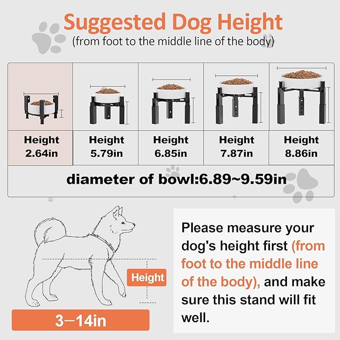XIAZ Dog Bowl Stand Elevated Food Water Bowl Holder for Large Medium Small Sized Dog, Heights&Width Adjustable, Non-Slip, Durable, Elevated Feeding Bowl Stand for All Dogs Bowls (Stand Only)