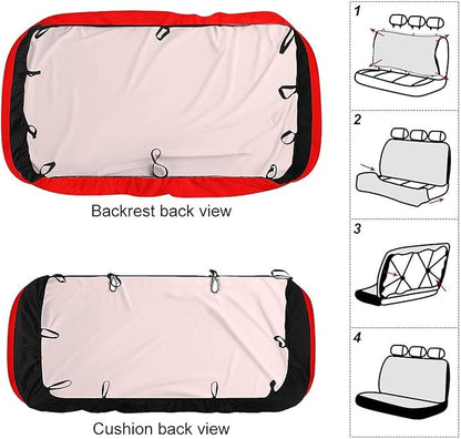 Women's Car Seat Cover, Padded Rear Bench Universal Fit Auto Soft Back Seat Cover, Dirt Proof Dog Car Back Seat Cover Compatible with Red